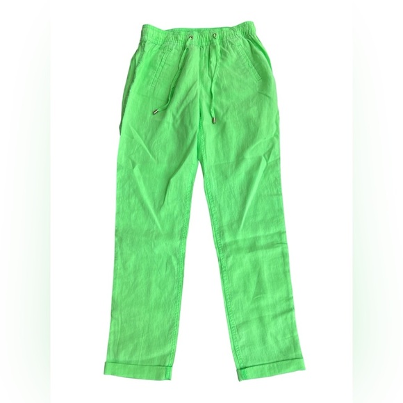 Lilly Pulitzer Taron Linen Pants Lime Zest - Picture 1 of 6